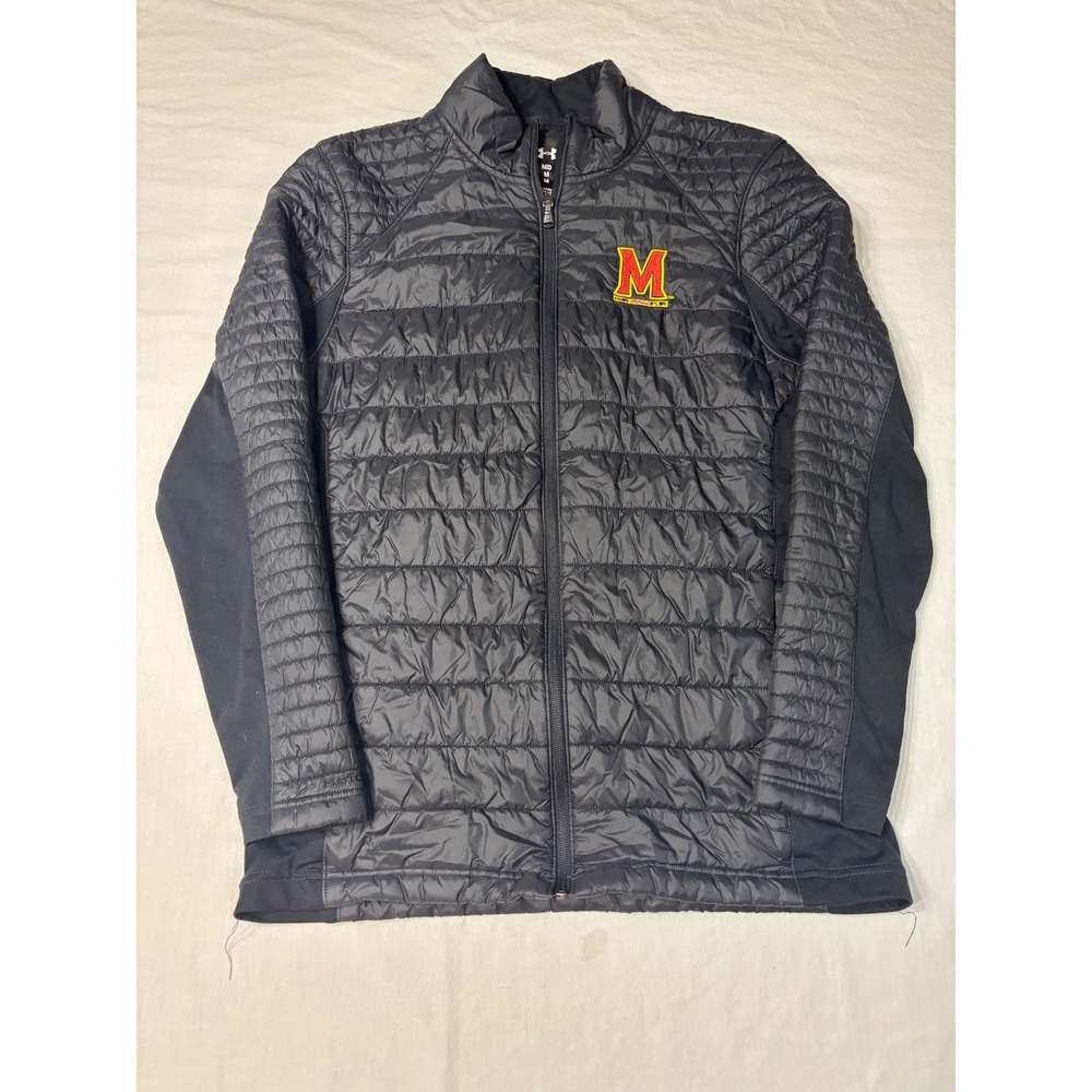 Under Armour Maryland Terrapins Jacket Mens Medium Black Hybrid Puffer Full Zip